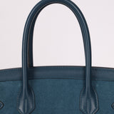 Limited Edition Hermès 2012 Veau Doblis Swift Grizzly Bleu Tempete Birkin 30 Retourne GHW - FashioNica