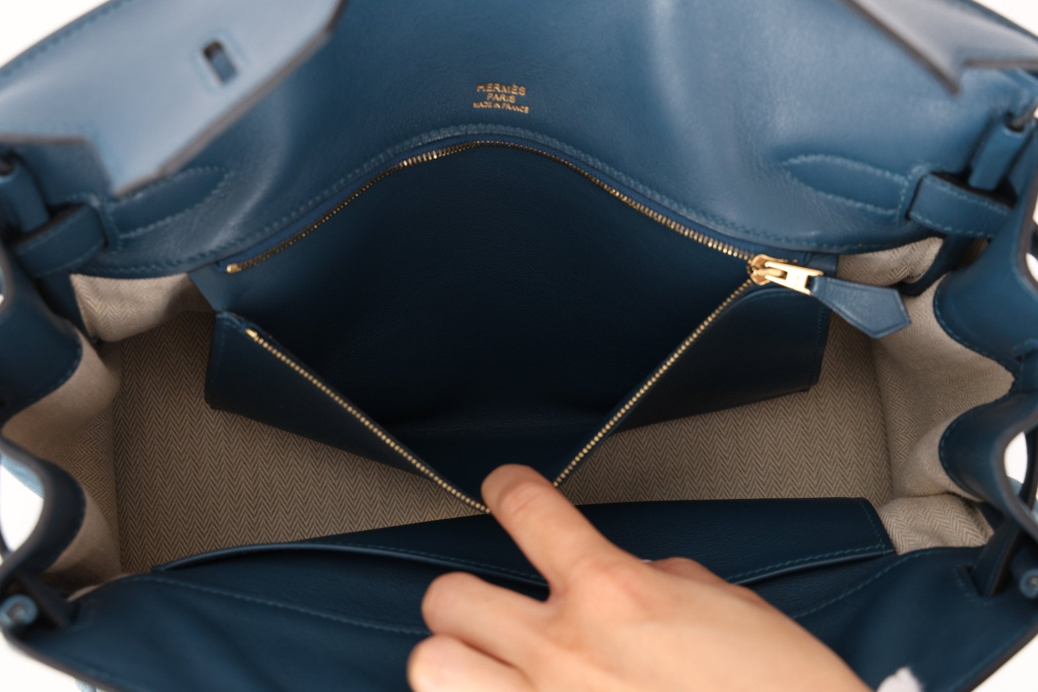 Limited Edition Hermès 2012 Veau Doblis Swift Grizzly Bleu Tempete Birkin 30 Retourne GHW - FashioNica