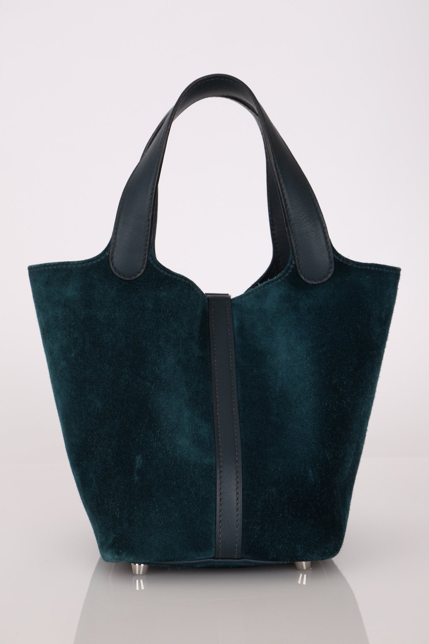 Limited Edition Hermès 2014 Blue Peacock Doblis and Vert Cyprès Swift Picotin 18 - FashioNica