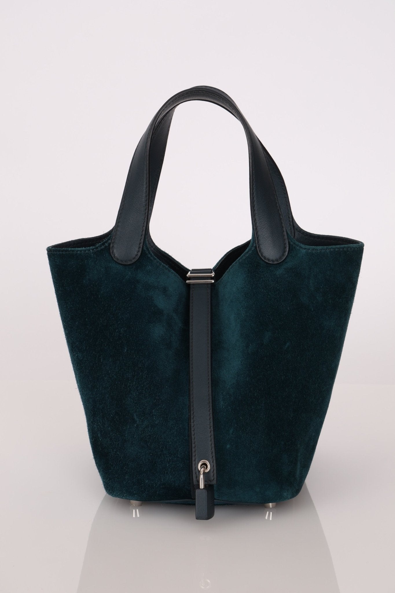 Limited Edition Hermès 2014 Blue Peacock Doblis and Vert Cyprès Swift Picotin 18 - FashioNica