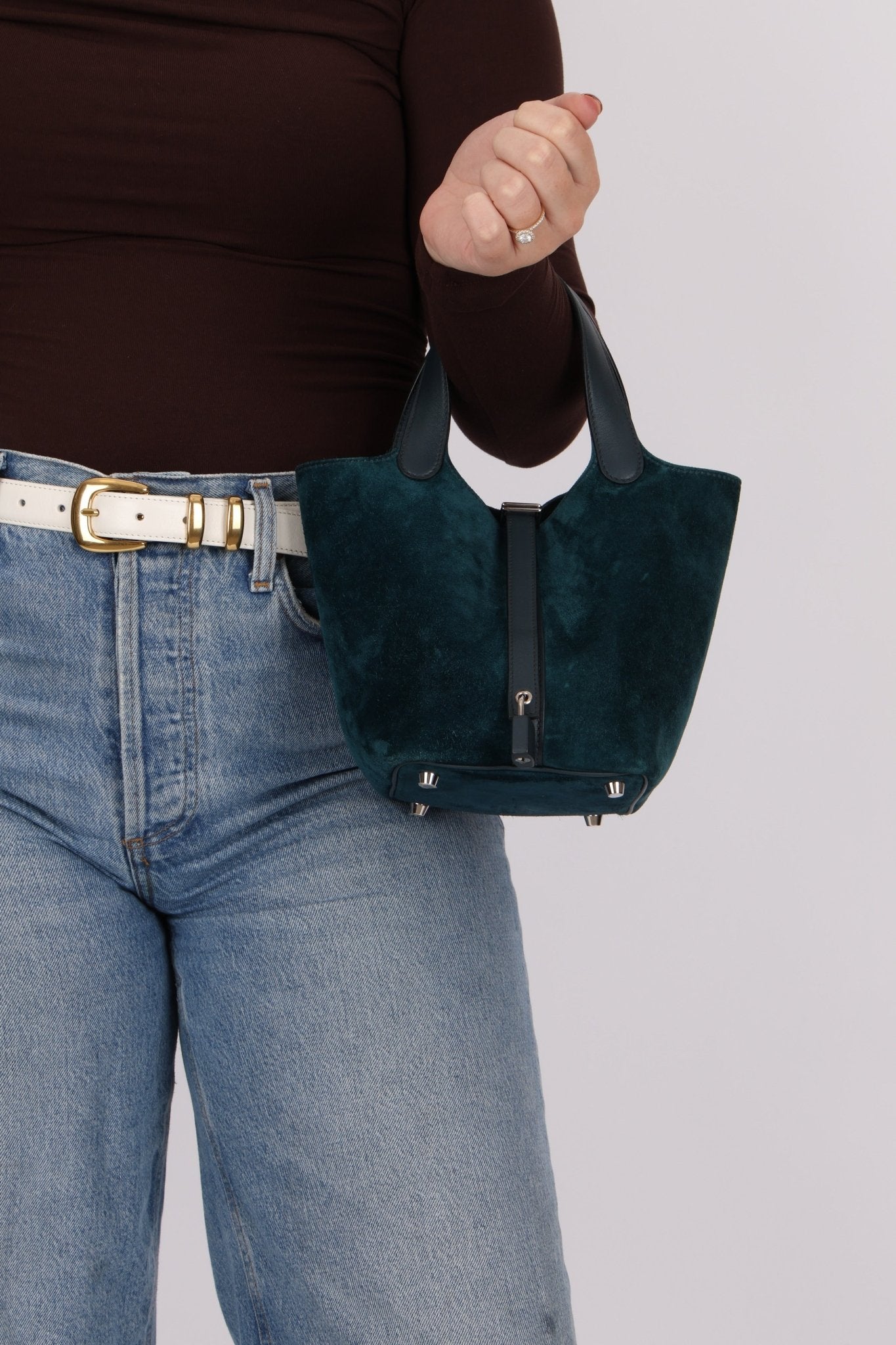 Limited Edition Hermès 2014 Blue Peacock Doblis and Vert Cyprès Swift Picotin 18 - FashioNica