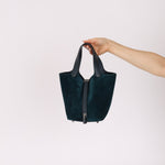 Limited Edition Hermès 2014 Blue Peacock Doblis and Vert Cyprès Swift Picotin 18 - FashioNica