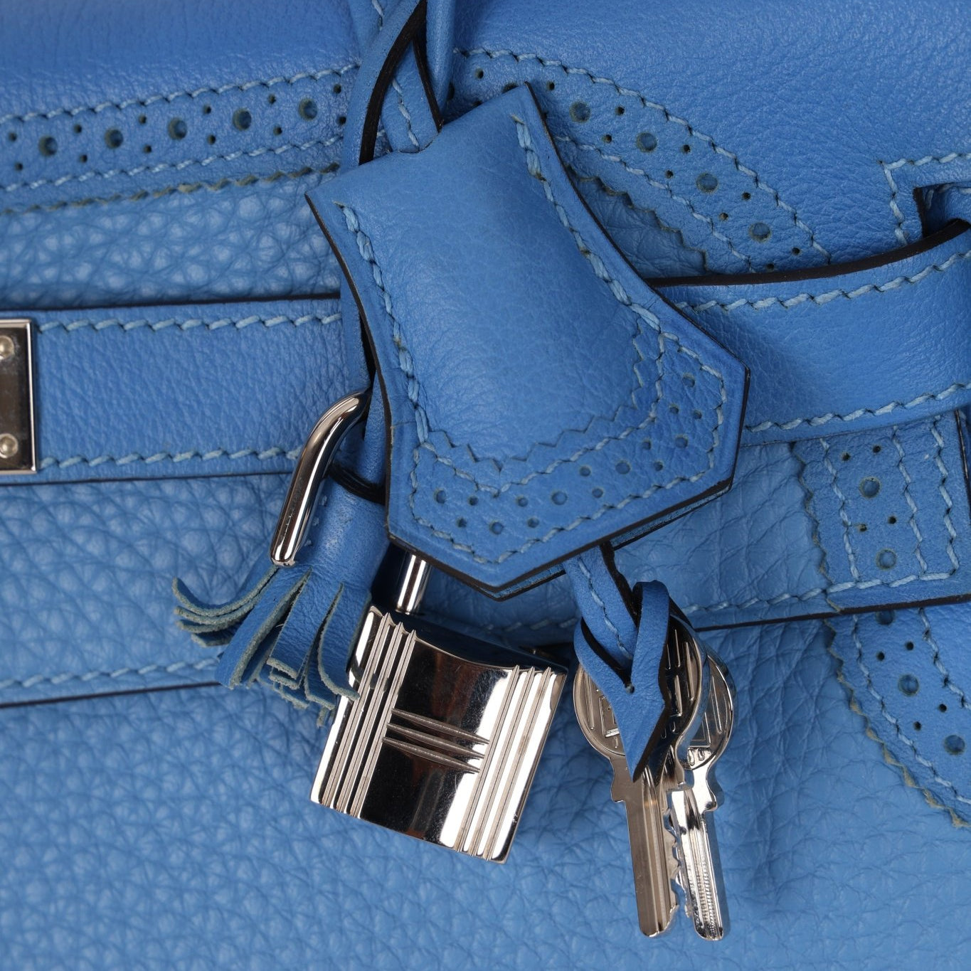 Limited Edition Hermès 2015 Bleu Paradise Clemence and Evercolor Ghillies Kelly 32 Retourne PHW - FashioNica