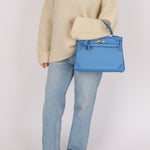 Limited Edition Hermès 2015 Bleu Paradise Clemence and Evercolor Ghillies Kelly 32 Retourne PHW - FashioNica
