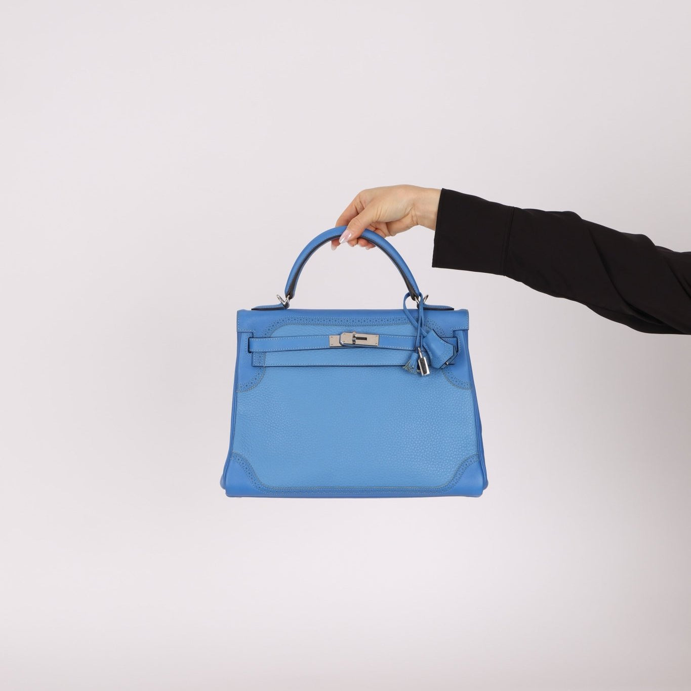 Limited Edition Hermès 2015 Bleu Paradise Clemence and Evercolor Ghillies Kelly 32 Retourne PHW - FashioNica