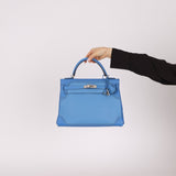 Limited Edition Hermès 2015 Bleu Paradise Clemence and Evercolor Ghillies Kelly 32 Retourne PHW - FashioNica