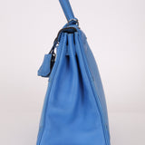 Limited Edition Hermès 2015 Bleu Paradise Clemence and Evercolor Ghillies Kelly 32 Retourne PHW - FashioNica