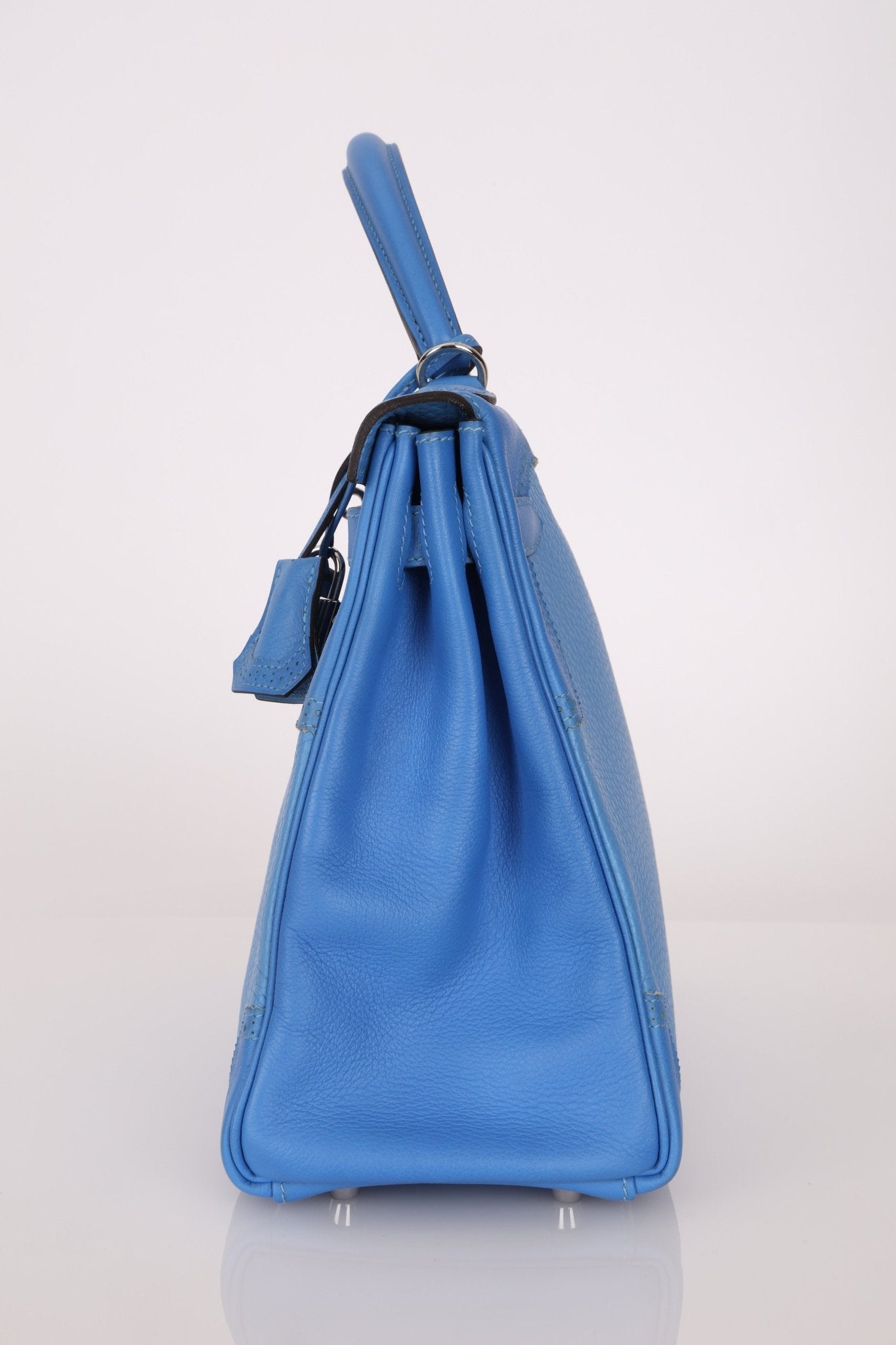 Limited Edition Hermès 2015 Bleu Paradise Clemence and Evercolor Ghillies Kelly 32 Retourne PHW - FashioNica