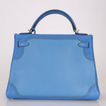 Limited Edition Hermès 2015 Bleu Paradise Clemence and Evercolor Ghillies Kelly 32 Retourne PHW - FashioNica