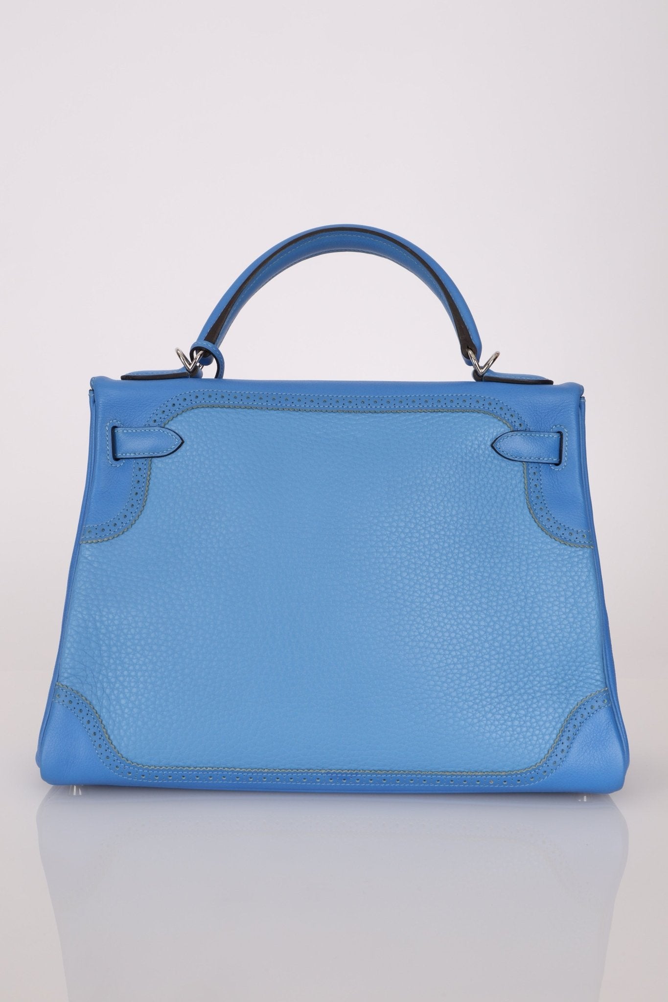Limited Edition Hermès 2015 Bleu Paradise Clemence and Evercolor Ghillies Kelly 32 Retourne PHW - FashioNica