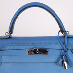 Limited Edition Hermès 2015 Bleu Paradise Clemence and Evercolor Ghillies Kelly 32 Retourne PHW - FashioNica