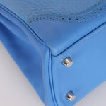 Limited Edition Hermès 2015 Bleu Paradise Clemence and Evercolor Ghillies Kelly 32 Retourne PHW - FashioNica