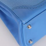 Limited Edition Hermès 2015 Bleu Paradise Clemence and Evercolor Ghillies Kelly 32 Retourne PHW - FashioNica