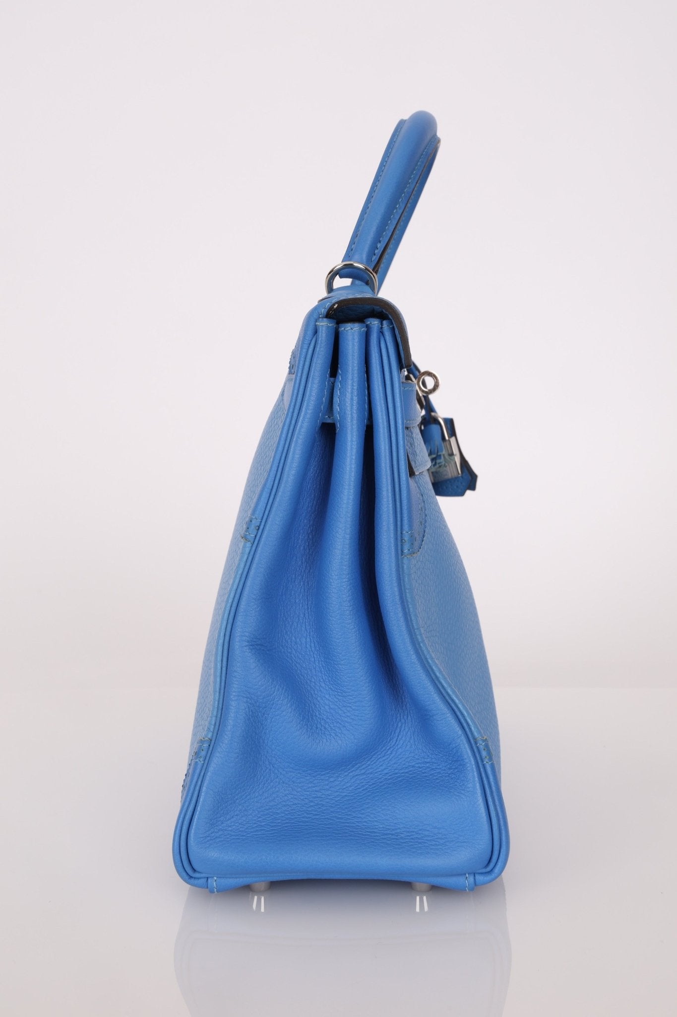 Limited Edition Hermès 2015 Bleu Paradise Clemence and Evercolor Ghillies Kelly 32 Retourne PHW - FashioNica