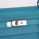 Limited Edition Hermès 2015 Turquoise Togo & Swift Ghillies Kelly 32 PHW - FashioNica