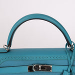 Limited Edition Hermès 2015 Turquoise Togo & Swift Ghillies Kelly 32 PHW - FashioNica