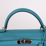Limited Edition Hermès 2015 Turquoise Togo & Swift Ghillies Kelly 32 PHW - FashioNica