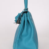Limited Edition Hermès 2015 Turquoise Togo & Swift Ghillies Kelly 32 PHW - FashioNica