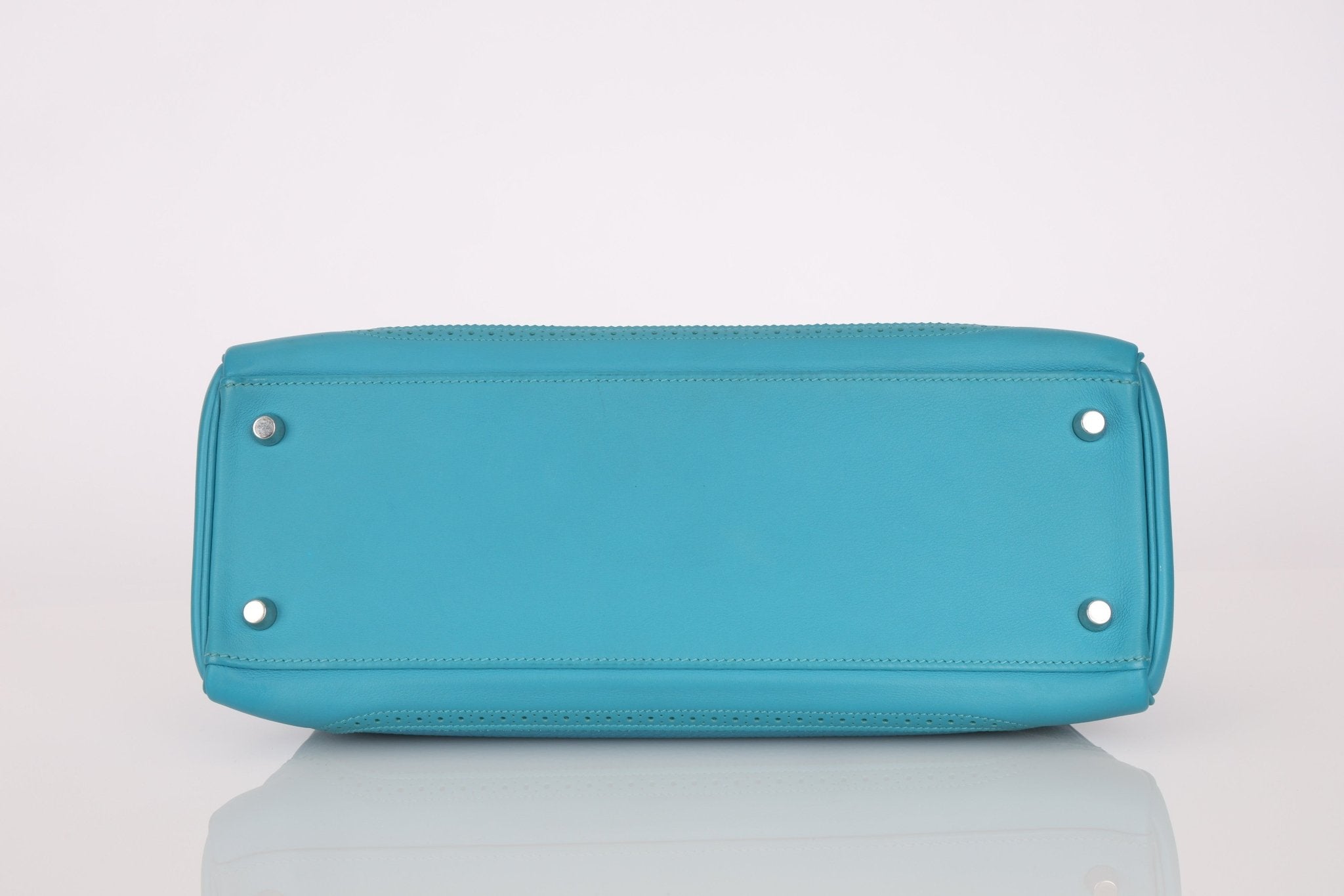Limited Edition Hermès 2015 Turquoise Togo & Swift Ghillies Kelly 32 PHW - FashioNica