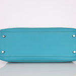Limited Edition Hermès 2015 Turquoise Togo & Swift Ghillies Kelly 32 PHW - FashioNica