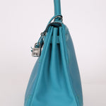 Limited Edition Hermès 2015 Turquoise Togo & Swift Ghillies Kelly 32 PHW - FashioNica