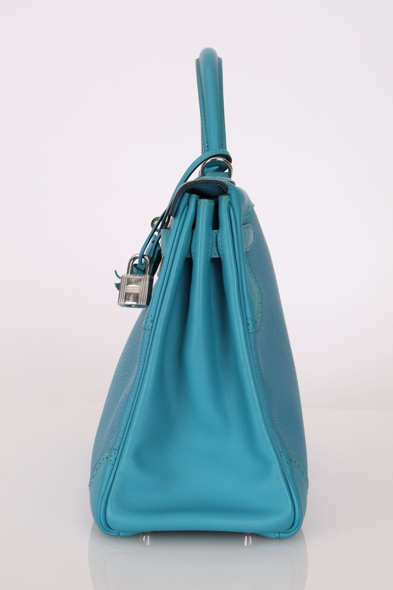 Limited Edition Hermès 2015 Turquoise Togo & Swift Ghillies Kelly 32 PHW - FashioNica