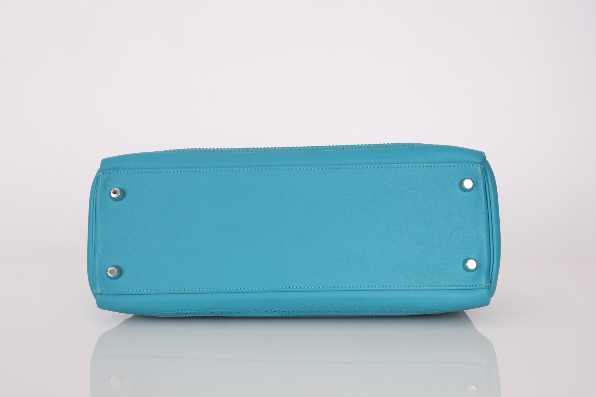 Limited Edition Hermès 2015 Turquoise Togo & Swift Ghillies Kelly 32 PHW - FashioNica