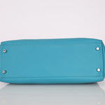 Limited Edition Hermès 2015 Turquoise Togo & Swift Ghillies Kelly 32 PHW - FashioNica