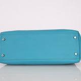 Limited Edition Hermès 2015 Turquoise Togo & Swift Ghillies Kelly 32 PHW - FashioNica