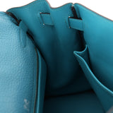Limited Edition Hermès 2015 Turquoise Togo & Swift Ghillies Kelly 32 PHW - FashioNica