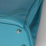 Limited Edition Hermès 2015 Turquoise Togo & Swift Ghillies Kelly 32 PHW - FashioNica