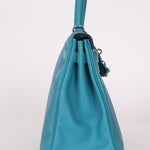 Limited Edition Hermès 2015 Turquoise Togo & Swift Ghillies Kelly 32 PHW - FashioNica