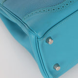 Limited Edition Hermès 2015 Turquoise Togo & Swift Ghillies Kelly 32 PHW - FashioNica