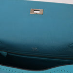 Limited Edition Hermès 2015 Turquoise Togo & Swift Ghillies Kelly 32 PHW - FashioNica