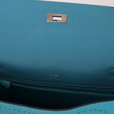 Limited Edition Hermès 2015 Turquoise Togo & Swift Ghillies Kelly 32 PHW - FashioNica