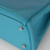 Limited Edition Hermès 2015 Turquoise Togo & Swift Ghillies Kelly 32 PHW - FashioNica