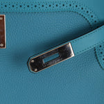 Limited Edition Hermès 2015 Turquoise Togo & Swift Ghillies Kelly 32 PHW - FashioNica