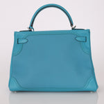 Limited Edition Hermès 2015 Turquoise Togo & Swift Ghillies Kelly 32 PHW - FashioNica