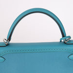 Limited Edition Hermès 2015 Turquoise Togo & Swift Ghillies Kelly 32 PHW - FashioNica