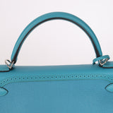 Limited Edition Hermès 2015 Turquoise Togo & Swift Ghillies Kelly 32 PHW - FashioNica