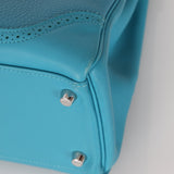 Limited Edition Hermès 2015 Turquoise Togo & Swift Ghillies Kelly 32 PHW - FashioNica