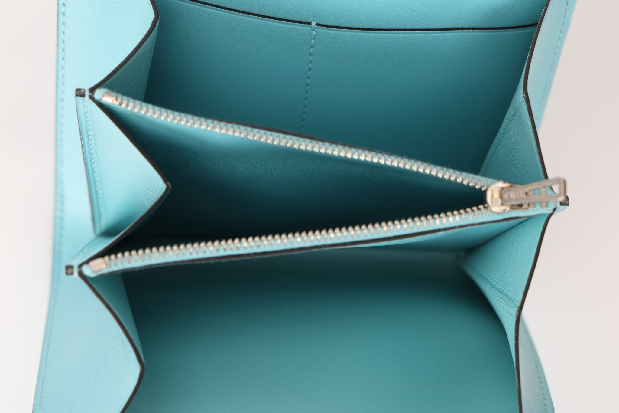 Limited Edition Hermès 2016 Bleu Atoll Tadelakt Karang Lizard Constance Short Wallet - FashioNica