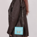 Limited Edition Hermès 2016 Bleu Atoll Tadelakt Karang Lizard Constance Short Wallet - FashioNica