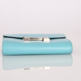 Limited Edition Hermès 2016 Bleu Atoll Tadelakt Karang Lizard Constance Short Wallet - FashioNica