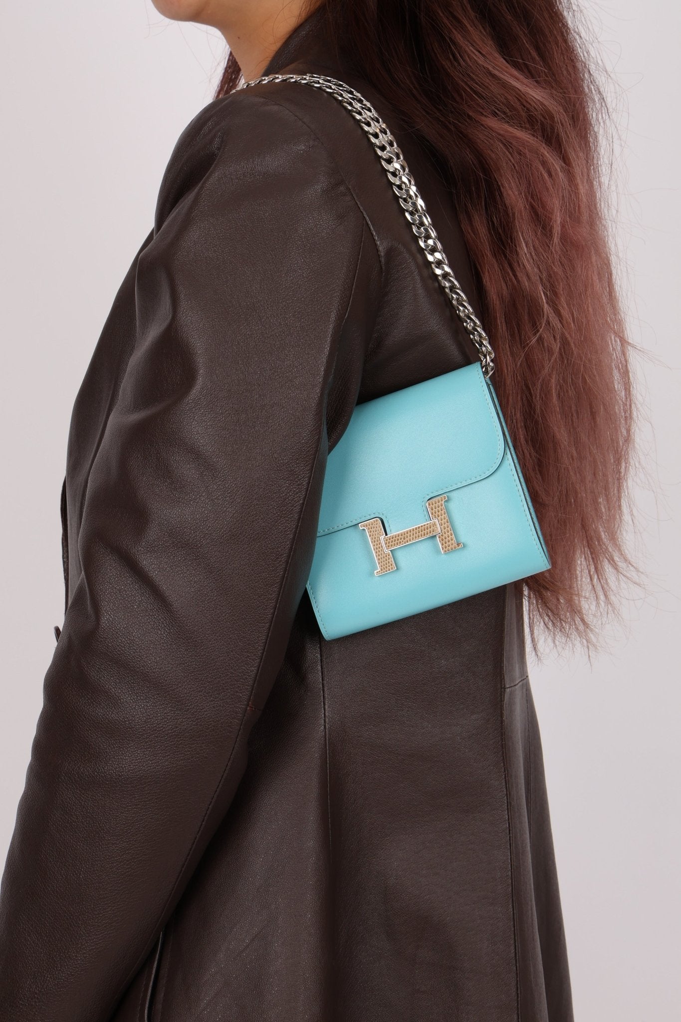 Limited Edition Hermès 2016 Bleu Atoll Tadelakt Karang Lizard Constance Short Wallet - FashioNica