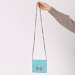 Limited Edition Hermès 2016 Bleu Atoll Tadelakt Karang Lizard Constance Short Wallet - FashioNica