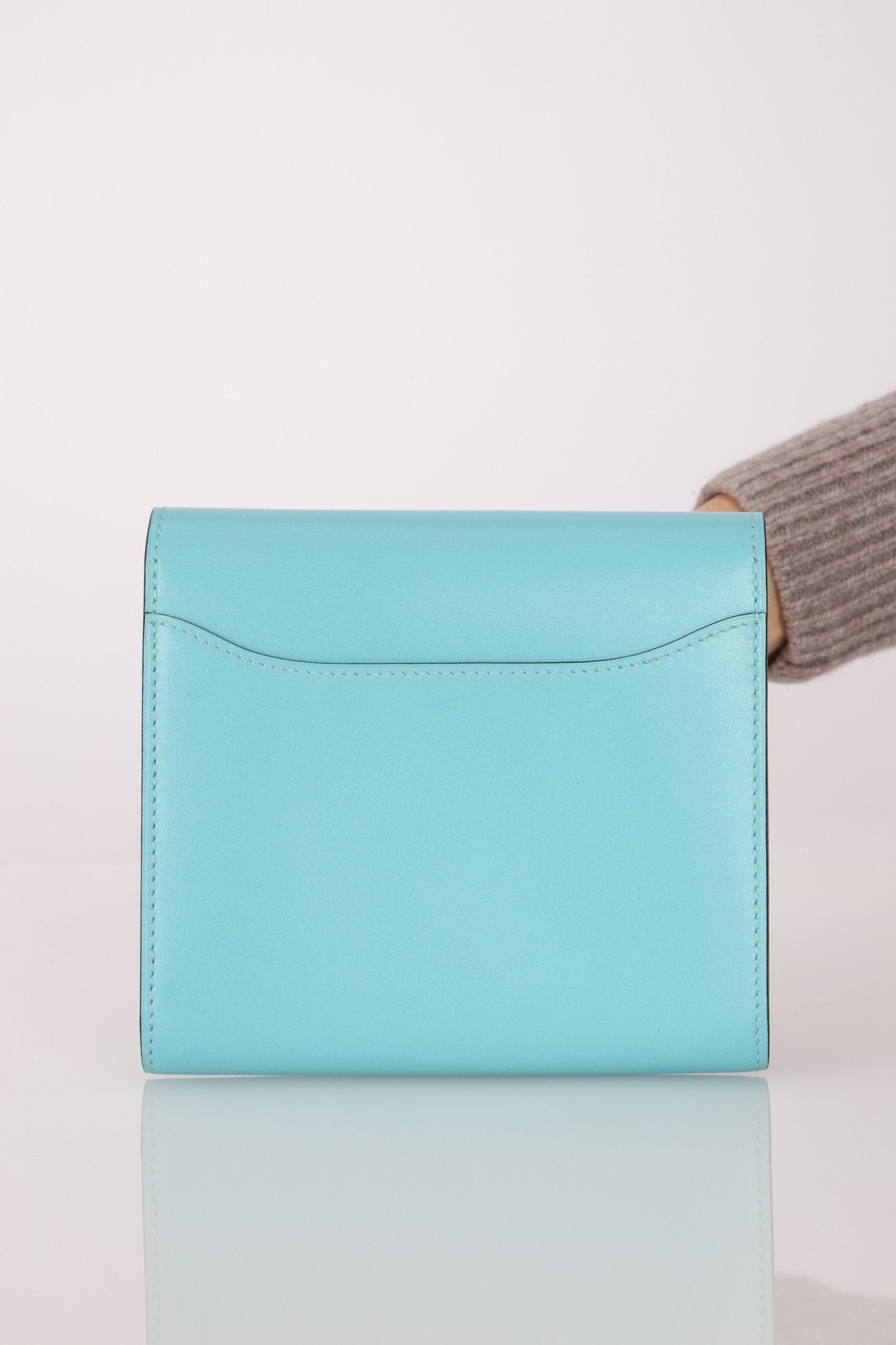 Limited Edition Hermès 2016 Bleu Atoll Tadelakt Karang Lizard Constance Short Wallet - FashioNica