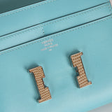 Limited Edition Hermès 2016 Bleu Atoll Tadelakt Karang Lizard Constance Short Wallet - FashioNica