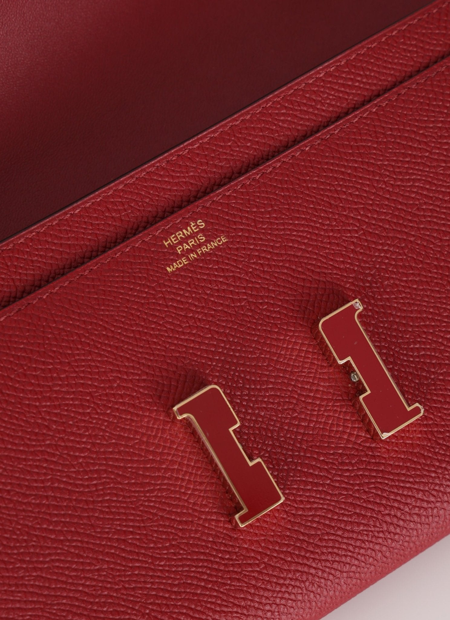 Limited Edition Hermès 2016 Rouge Grenat Epsom Enamel Constance Long Wallet - FashioNica