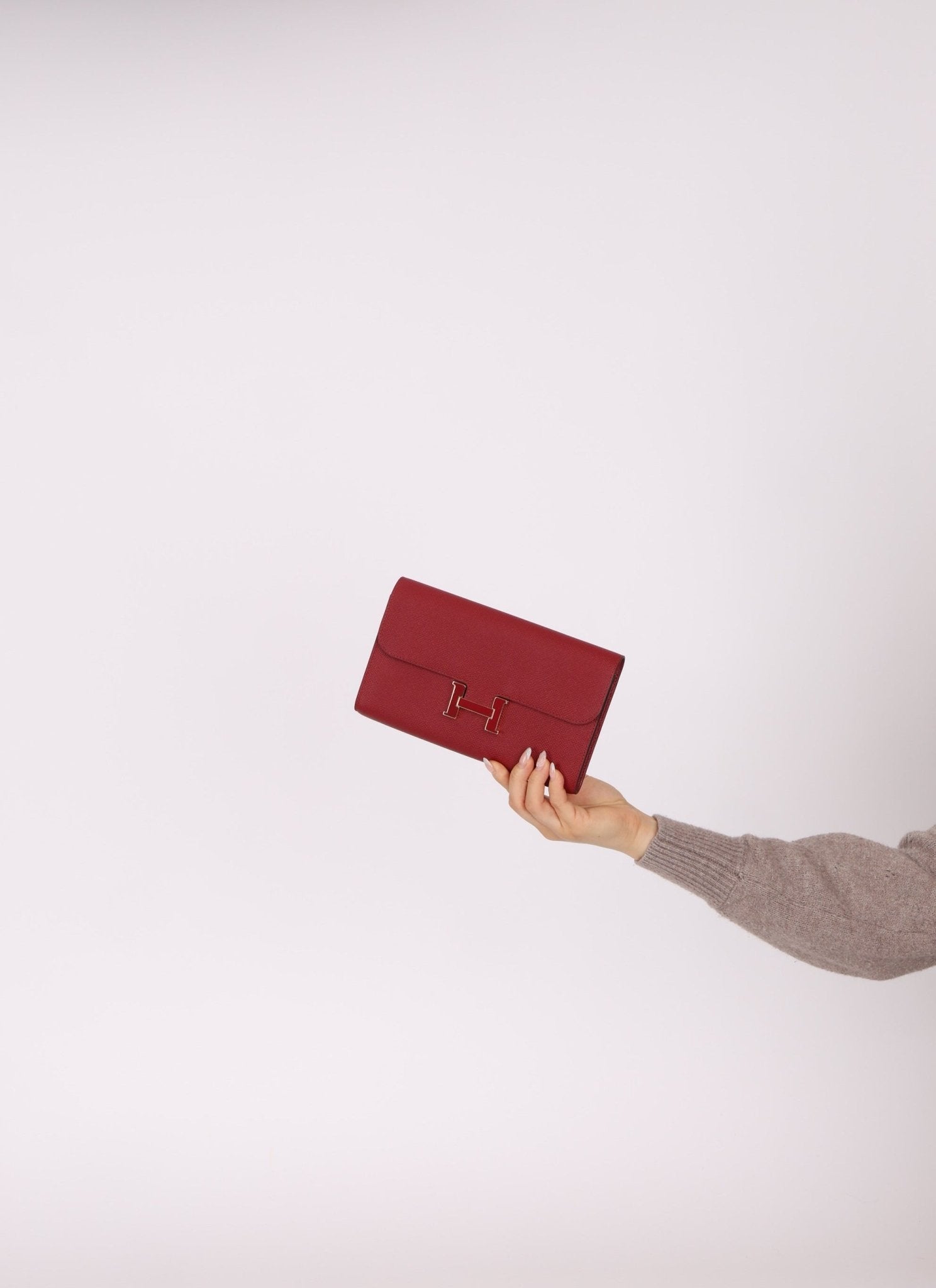 Limited Edition Hermès 2016 Rouge Grenat Epsom Enamel Constance Long Wallet - FashioNica